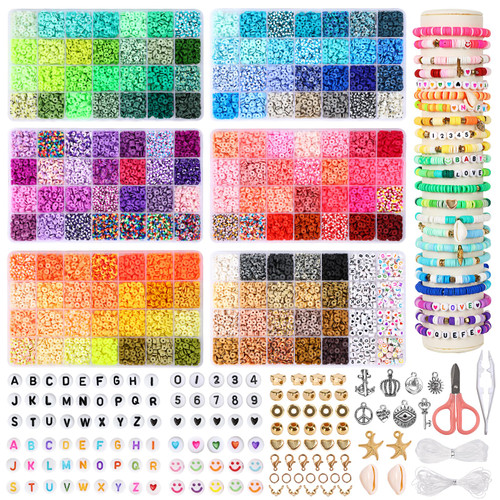 Quefe Clay Beads, 20000pcs, 160 Colors, Clay Bead Bracelet Making, Flat Round Polymer Heishi Beads Kit, DIY Craft Jewelry Making Gifts Quefe Clay Beads, 20000pcs, 160 Colors, Clay Bead Bracelet Making, Flat Round Polymer Heishi Beads Kit, DIY Craft Jewelry Making Gifts
