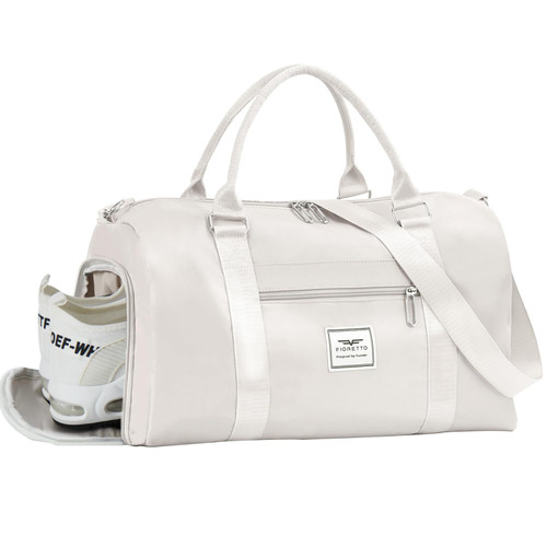FIORETTO Gym Tote Bag Duffle Bag with Separated Shoes Compartment & Wet Pocket, Travel Bag Weekend Overnight Bags, Water-Resistant Carry On Bag Hospital Holdalls for Women Beige FIORETTO Gym Tote Bag Duffle Bag with Separated Shoes Compartment & Wet Pocket, Travel Bag Weekend Overnight Bags, Water-Resistant Carry On Bag Hospital Holdalls for Women Beige