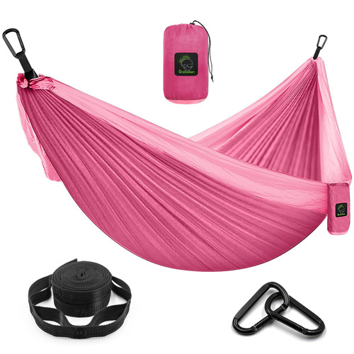 Camping Hammock Double & Single Portable Hammock with Tree Straps, Lightweight Nylon Parachute Hammocks Camping Accessories Gear for Indoor Outdoor Backpacking, Travel, Hiking, Beach.