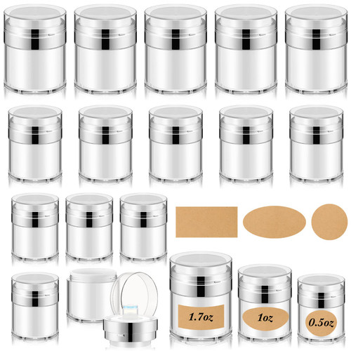 15 Pcs Airless Cosmetic Container Vacuum Cosmetic Bottle Vacuum Cream Jar Travel Cream Container Empty Refillable Cosmetic Air Pump Bottle Airless Pump Jars for Creams (0.5oz/1oz/1.5oz) 15 Pcs Airless Cosmetic Container Vacuum Cosmetic Bottle Vacuum Cream Jar Travel Cream Container Empty Refillable Cosmetic Air Pump Bottle Airless Pump Jars for Creams (0.5oz/1oz/1.5oz)