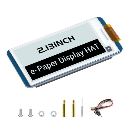 2.13" E-Paper Reader Screen 250x122 Pixels Black/White Two-Color, 3.3V / 5V E Ink Display HAT for Raspberry Pi 4B 3B+ 3B 2B Zero W Zero WH for Jetson Nano, SPI Interface Supports Partial Refresh