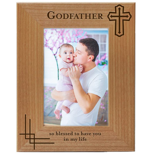 Godfather Gift from Godchild - Godfather with Cross Picture Frame, Godfather Engraved Natural Wood Picture Frame, Baptism Gifts, Religious Catholic Gifts, Thank You Gifts,Fits 4x6 Vertical Portrait Godfather Gift from Godchild - Godfather with Cross Picture Frame, Godfather Engraved Natural Wood Picture Frame, Baptism Gifts, Religious Catholic Gifts, Thank You Gifts,Fits 4x6 Vertical Portrait