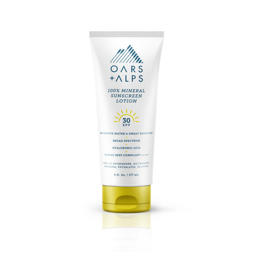 Oars + Alps Mineral SPF 30 Sunscreen Body Lotion, Infused with Hyaluronic Acid, Shea Butter, and Coconut Oil, Water and Sweat Resistant, 6 Fl Oz