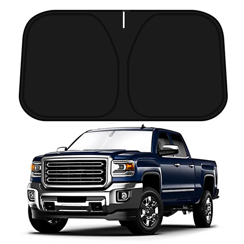 D-Lumina Windshield Sun Shade for 2014-2018 Chevy Silverado 1500 Crewcab Regularcab Extendedcab, Front Window Sunshade Sun Visor Protector Block UV Rays Heat, Foldable 2 Layers 210T Material