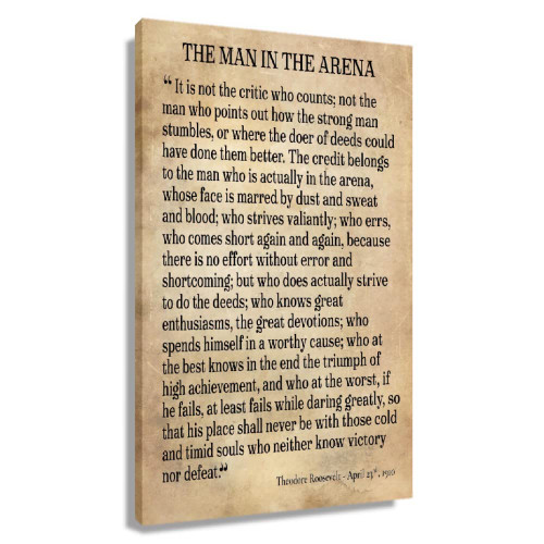 The Man In The Arena Framed Poster Inspirational Wall Art Prints Modern Vintage Pictures Canvas Motivational Quotes Wall Decor For Bedroom Framed (12x18 inch)