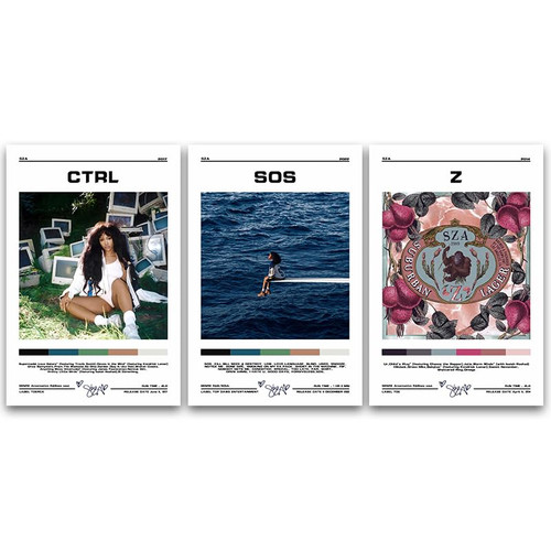 Sza Music Album A Set of 3 Poster?Sza Posters Wall Art - Set of 3 Poster Posters for Bedroom Posters for Room Aesthetic 12x18inch(30x45cm) Unframe-style