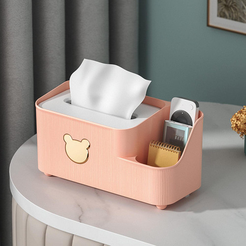 Tissue Box Cover, Tissue Storage Box, Tissue Box Holder with Storage, Multifunctional Tissue Box Organizer, Large Capacity Tissue Holder, for Living Room, Office, Dresser, Bedroom, Bathroom