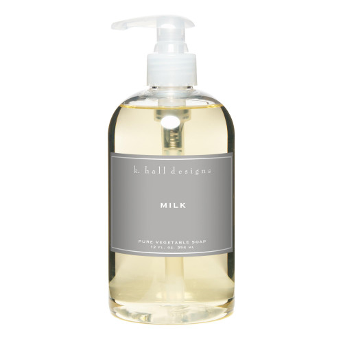 K. Hall Designs Milk Liquid Hand Soap, Creamy-Sweet Coconut Vanilla Scent, Natural Liquid Soap for Bathroom & Kitchen, Plant-Based Formula, 12 fl oz