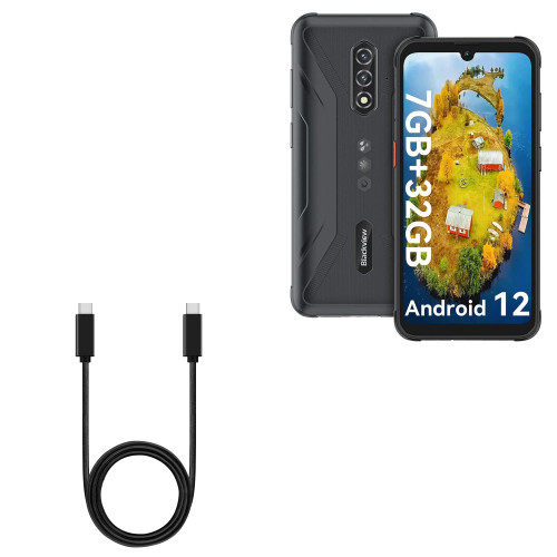 BoxWave Cable Compatible with Blackview BV5200 - DirectSync PD Cable (3ft) - USB-C to USB-C (100W), Type C Braided 3ft Charge and Sync Cable - Jet Black