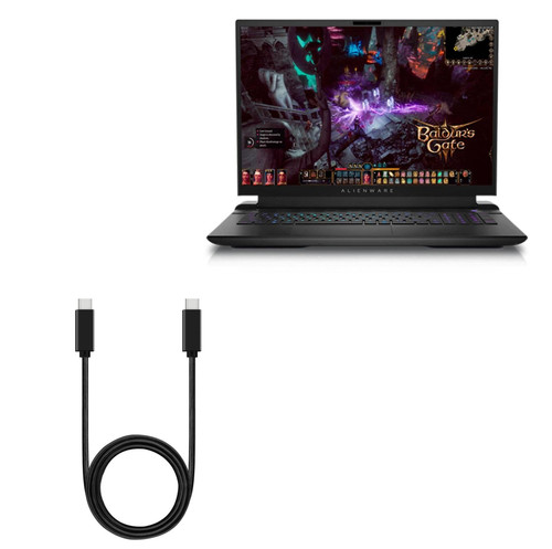 BoxWave Cable Compatible with Dell Alienware M18 - DirectSync PD Cable (3ft) - USB-C to USB-C (100W), Type C Braided 3ft Charge and Sync Cable for Dell Alienware M18 - Jet Black