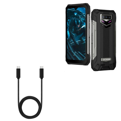 BoxWave Cable Compatible with Doogee s89 Pro - DirectSync PD Cable (3ft) - USB-C to USB-C (100W), Type C Braided 3ft Charge and Sync Cable - Jet Black