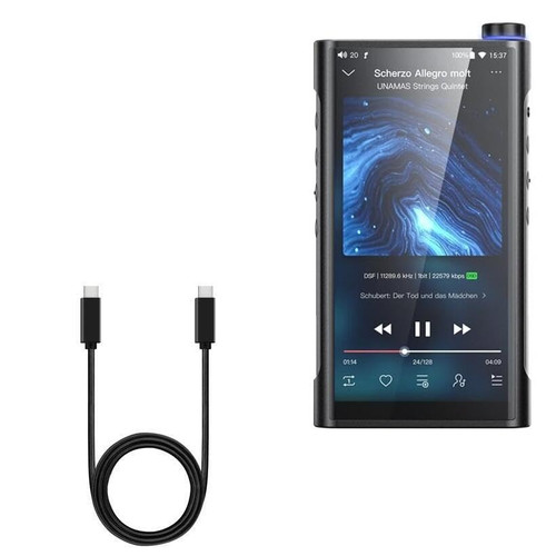 BoxWave Cable Compatible with FiiO M15S - DirectSync PD Cable (3ft) - USB-C to USB-C (100W), Type C Braided 3ft Charge and Sync Cable for FiiO M15S - Jet Black