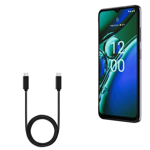 BoxWave Cable Compatible with Nokia G42 - DirectSync PD Cable (3ft) - USB-C to USB-C (100W), Type C Braided 3ft Charge and Sync Cable - Jet Black