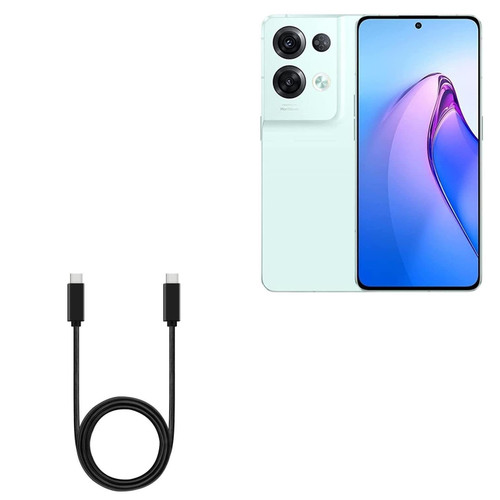 BoxWave Cable Compatible with Oppo Reno8 - DirectSync PD Cable (3ft) - USB-C to USB-C (100W), Type C Braided 3ft Charge and Sync Cable - Jet Black