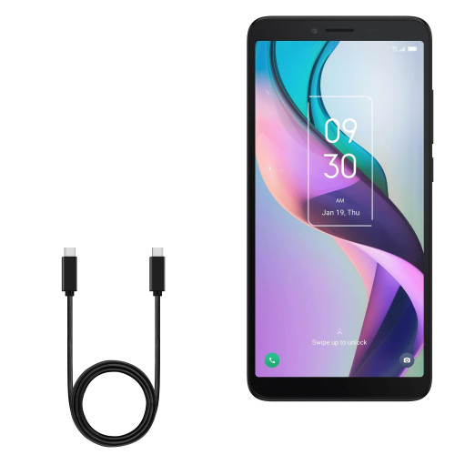 BoxWave Cable Compatible with TCL Ion X - DirectSync PD Cable (3ft) - USB-C to USB-C (100W), Type C Braided 3ft Charge and Sync Cable - Jet Black