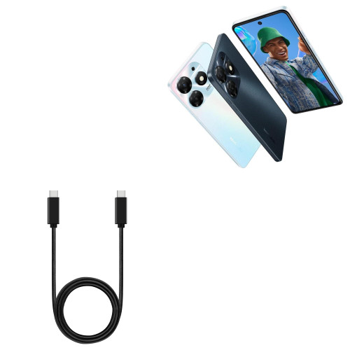 BoxWave Cable Compatible with Tecno Spark 10 Pro - DirectSync PD Cable (3ft) - USB-C to USB-C (100W), Type C Braided 3ft Charge and Sync Cable - Jet Black