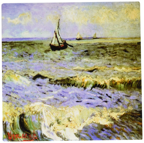 3dRose ct_48168_2 Framed Van Gogh Seashore Painting Ceramic Tile, 6-Inch