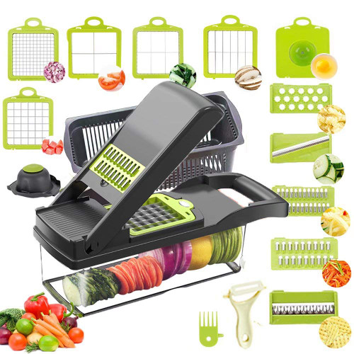 Vegetable Chopper Mandoline Slicer Pro 15 in 1 Vegetable Slicer Cutter with Multi Blade Onion Chopper for Potato Tomato Cucumber Carrot