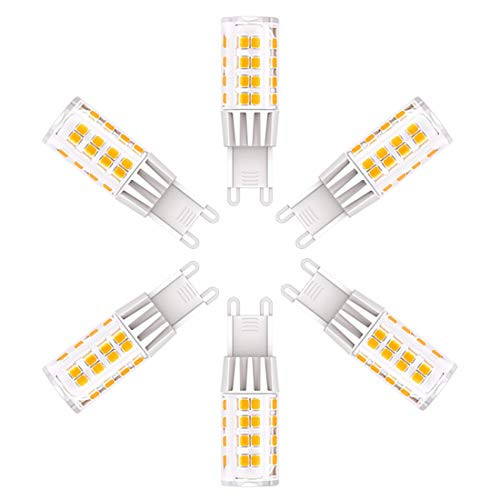 G9 LED Light Bulbs, 5W (40W Halogen Equivalent), 400LM, 120V,Daylight White (6000K), G9 Base Non-Dimmable for Home Lighting, 6-Pack (Not Dimmable-6000) G9 LED Light Bulbs, 5W (40W Halogen Equivalent), 400LM, 120V,Daylight White (6000K), G9 Base Non-Dimmable for Home Lighting, 6-Pack (Not Dimmable-6000)