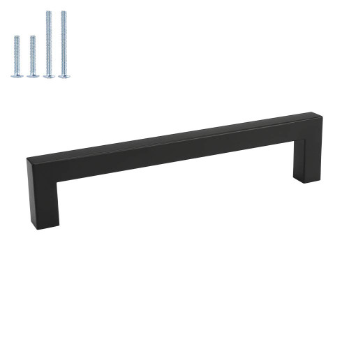 homdiy 2 Pack Cabinet Handles Black Cabinet Pulls Kitchen Handles for Cabinets Cupboard Handles - HDJ12BK 6-1/4in Hole Centers Drawer Handles Matte Black Cabinet Pulls