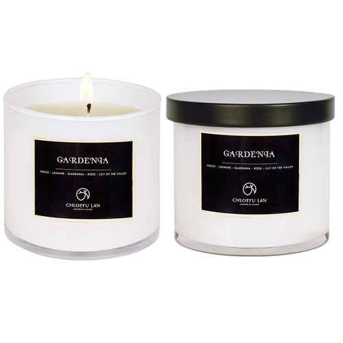 Chloefu LAN Gardenia Scented Candles, Highly Scented, 7.1oz|45 Hour Long Burning, Candles Gifts for Women, 100% Natural Soy Candles, Home Decor, White Glass Jar Candles with Gift Box 2 Pack Chloefu LAN Gardenia Scented Candles, Highly Scented, 7.1oz|45 Hour Long Burning, Candles Gifts for Women, 100% Natural Soy Candles, Home Decor, White Glass Jar Candles with Gift Box 2 Pack