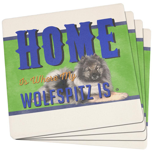 Home is Where My Wolfspitz Is Set of 4 Square Sandstone Coasters