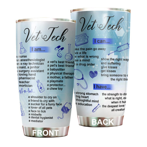 MEDROC Vet Tech Definition Tumbler Stainless Steel 20oz, Vet Student Graduation Gift, Birthday Gift For Vet Staff, Veterinary Technician Week Gift For Vet Tech Tumbler Wrap