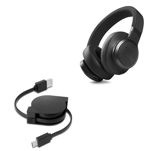 BoxWave Cable Compatible with JBL Live 660NC - miniSync - USB-A to USB Type-C, Retractable Cable - USB-A to USB Type-C for JBL Live 660NC