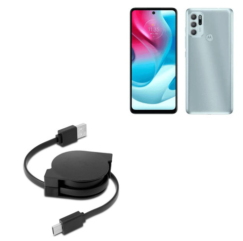 BoxWave Cable Compatible with Motorola G62 (India) - miniSync - USB-A to USB Type-C, Retractable Cable - USB-A to USB Type-C for Motorola G62 (India)
