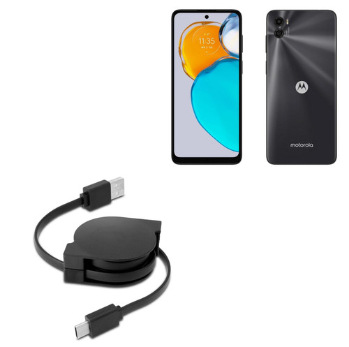 BoxWave Cable Compatible with Motorola Moto E22s - miniSync - USB-A to USB Type-C, Retractable Cable - USB-A to USB Type-C for Motorola Moto E22s