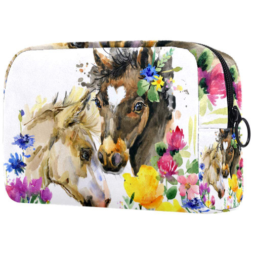 Cute Foal Watercolor Horse In Flowers Makeup Bags Portable Tote Cosmetics Bag Travel Cosmetic Organizer Toiletry Bag Make-up Cases for Women Cute Foal Watercolor Horse In Flowers Makeup Bags Portable Tote Cosmetics Bag Travel Cosmetic Organizer Toiletry Bag Make-up Cases for Women