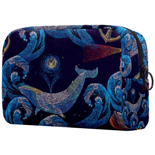Whales And Anchor Lighthouse Sea Wave And Boat Makeup Bags Portable Tote Cosmetics Bag Travel Cosmetic Organizer Toiletry Bag Make-up Cases for Women Whales And Anchor Lighthouse Sea Wave And Boat Makeup Bags Portable Tote Cosmetics Bag Travel Cosmetic Organizer Toiletry Bag Make-up Cases for Women