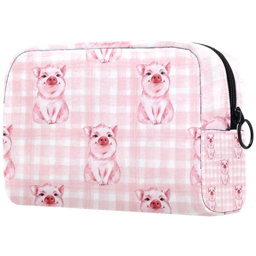 Cute Pig Checkered Background Plaid Makeup Bags Portable Tote Cosmetics Bag Travel Cosmetic Organizer Toiletry Bag Make-up Cases for Women Cute Pig Checkered Background Plaid Makeup Bags Portable Tote Cosmetics Bag Travel Cosmetic Organizer Toiletry Bag Make-up Cases for Women
