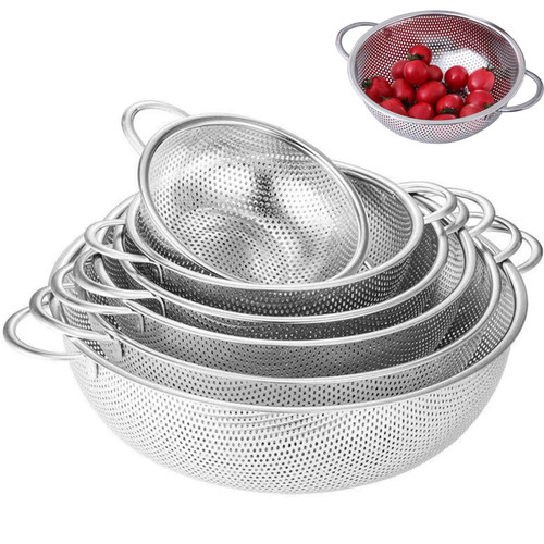 Rice Strainer Pasta Strainer Colander Sieve Rice Washer 6.5/7.7/8.9/10/11.2/12.4in Fine Mesh Stainless Steel Colander with Handle Fruit Vegetable Pasta Strainer 6PCS.