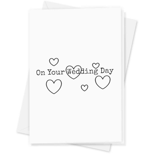 Large (A4) 'On Your Wedding Day Text With Hearts ' Blank Greeting Card (GC00052258)