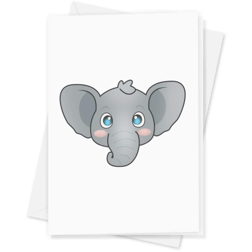 Azeeda Large (A4) 'Happy Elephant Face' Blank Greeting Card (GC00053952)