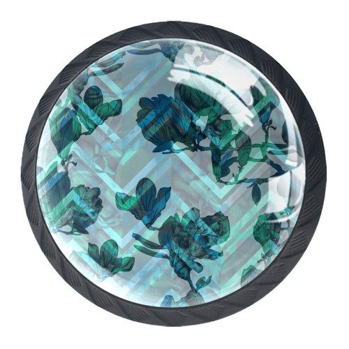 Floral Pattern Drawer Knob Pull Handle Crystal Glass Circle Shape Cabinet Drawer Pulls Cupboard Knobs with Screws for Home Office Cabinet Cupboard 4 Pieces
