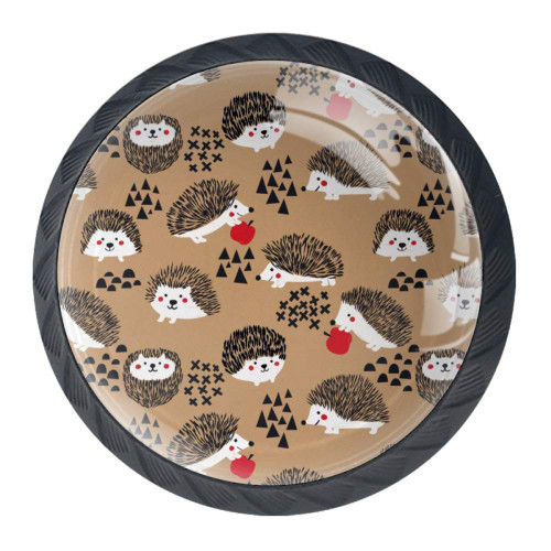 Hedgehog Pattern Drawer Knob Pull Handle Crystal Glass Circle Shape Cabinet Drawer Pulls Cupboard Knobs with Screws for Home Office Cabinet Cupboard 4 Pieces