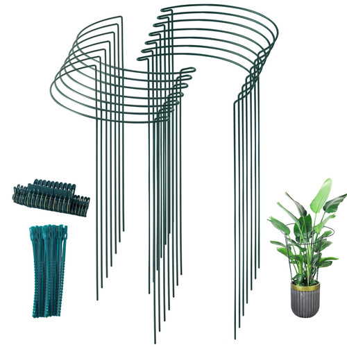 14 Pack Plant Support Plant Stakes, Howise Peony Cages and Supports, Peony Ring Supports, Plant Support Stakes for Outdoor Indoor Plants, Tomato Hydrangea Support, 10" W x 16" H