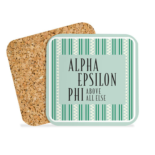 Alpha Epsilon Phi Sorority Hardboard with Cork Backing Beverage Coasters Square (Set of 4) Coasters for Drinks (Alpha Epsilon Phi 4)