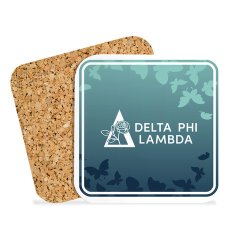 Delta Phi Lambda Sorority Hardboard with Cork Backing Beverage Coasters Square (Set of 4) Coasters for Drinks (Delta Phi Lambda 10)