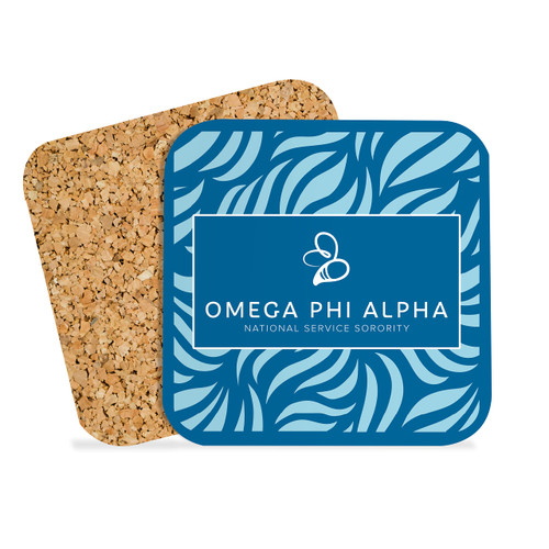 Omega Phi Alpha Sorority Hardboard with Cork Backing Beverage Coasters Square (Set of 4) Coasters for Drinks (Omega Phi Alpha 3)
