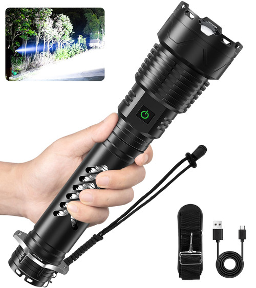 NJ FOREVER Rechargeable Flashlight High Lumens, 900000 Lumens Super Bright LED Flash Light, 5 Light Modes, IPX6 Waterproof Powerful Handheld Flashlight for Camping Hiking Outdoor