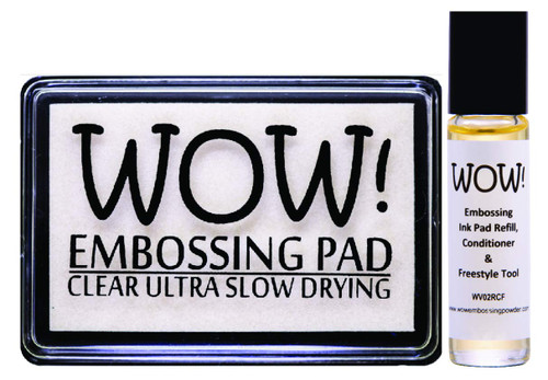 WOW Clear Embossing Ink Pad Ultra Slow Drying WV02 and Refill Conditioner and Freestyle Tool WV02RCF - Bundle 2 Items
