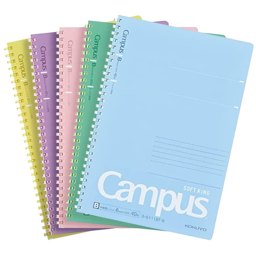 KOKUYO D Shaped Soft Ring Notebook (6mm B5, Set of 5 Colors)