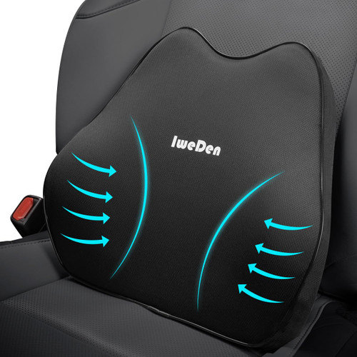 Iweden Lumbar Support Pillow,Car Back Support, Lumbar Support Pillow for Office Chair Back Support Pillow, Recliner Memory Foam Back Cushion for Back Pain Relief, Improve Posture, Memory Foam Cushion