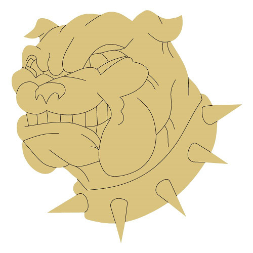 Bulldog Design by Lines Cutout Unfinished Wood Animal Decor Mascot Coloring Book Door Hanger Everyday MDF Shape Canvas Style 3 Art 1 (18")