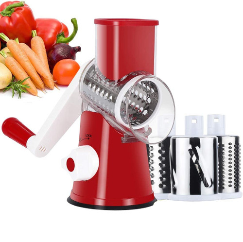 Manual Rotary Cheese Grater, Kitchen Speed Round Tumbling Box Shredder Drum Vegetable Slicer Nuts Grinder for Veggie, Potato, Cucumber, Carrot, Chocolate for Pizza, Hashbrowns, Salad.