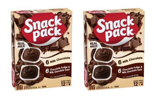 Snack Pack Chocolate Fudge & Milk Chocolate Swirl Pudding Cups, 3.25 Oz., 12 Count (Pack of 2)