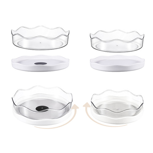 Lazy Susan - 2 Pack Clear Spinning Organization & Storage Container Bin, Round Turntable Plastic Condiments Spice Rack for Cabinet, Pantry, Kitchen, Fridge, Vanity, Bathroom, Countertop, Makeup-White Lazy Susan - 2 Pack Clear Spinning Organization & Storage Container Bin, Round Turntable Plastic Condiments Spice Rack for Cabinet, Pantry, Kitchen, Fridge, Vanity, Bathroom, Countertop, Makeup-White